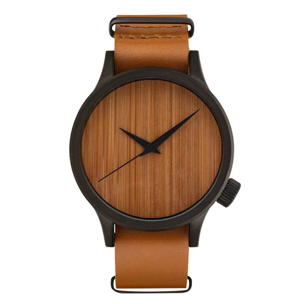Creative Casual Wooden Watch Minimalist Business Men's Watch Quartz Leather Watch Male Wristwatch zegarek meski montre homme