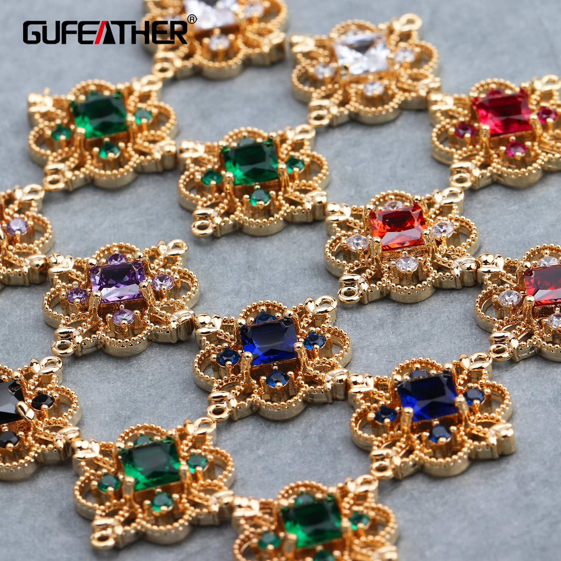 

M588 jewelry accessories18k gold platedzircon pendantspass REACHnickel freejewelry makingdiy earrings6pcs/lot