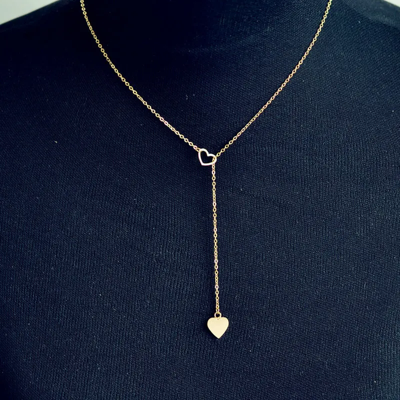 Wholesale bulk order double gold heart pendant necklace for women