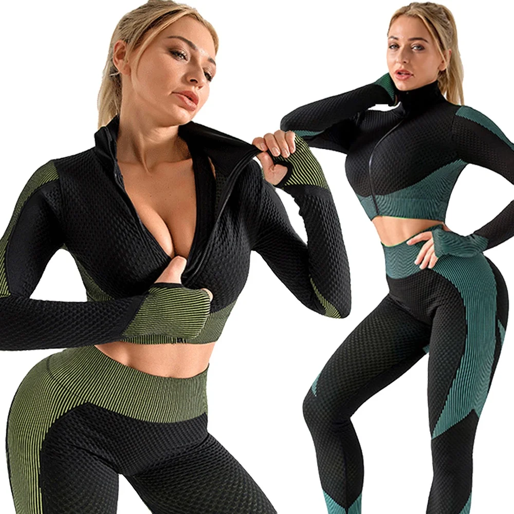 

2021 Ropa deportiva hombre Bayan tayt Sweatsuit Organic yoga clothing Gym outfit Activewear Leggings pants Gym Fitness Sets, Customized colors