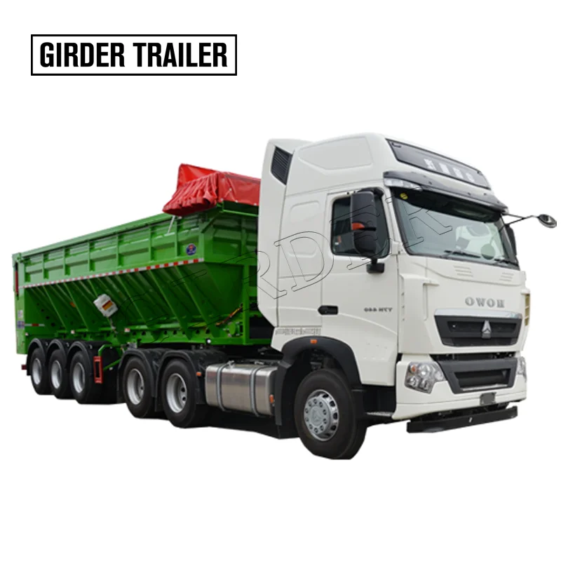 

Made in China 3 axles conveyor belt type dump semi truck trailer for sale