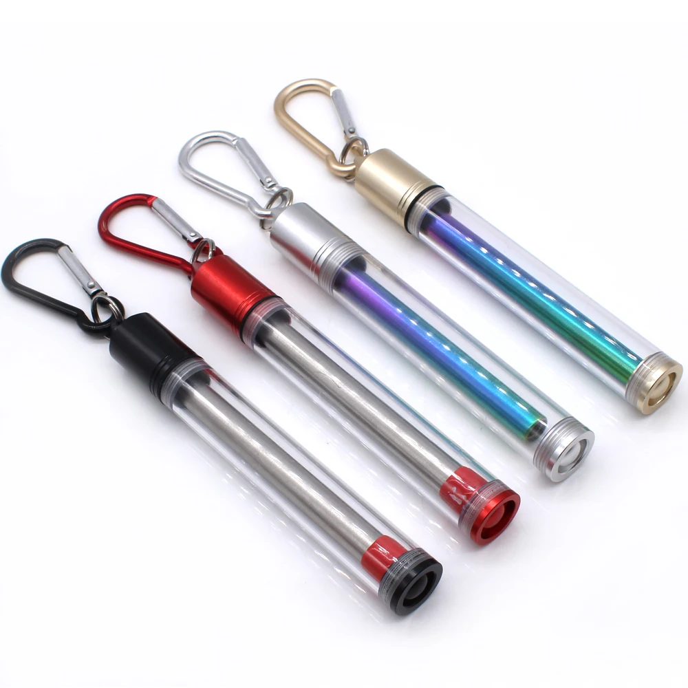 

2019 New Model Telescopic Reusable Straw Portable Collapsible Straw with PC Case, Gold;rose gold;black;silver;purple