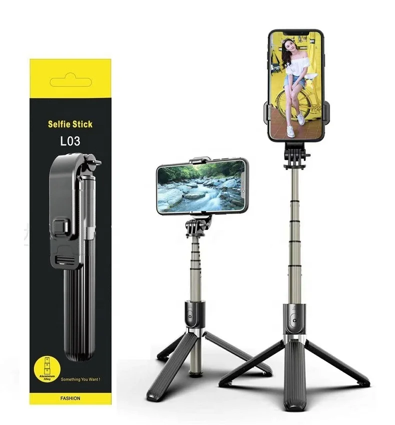 

L03 Mini Flexible 4 in 1 Wireless Selfie Stick Tripod with Remote for Mobile Phone Gopro Camera, Black;white
