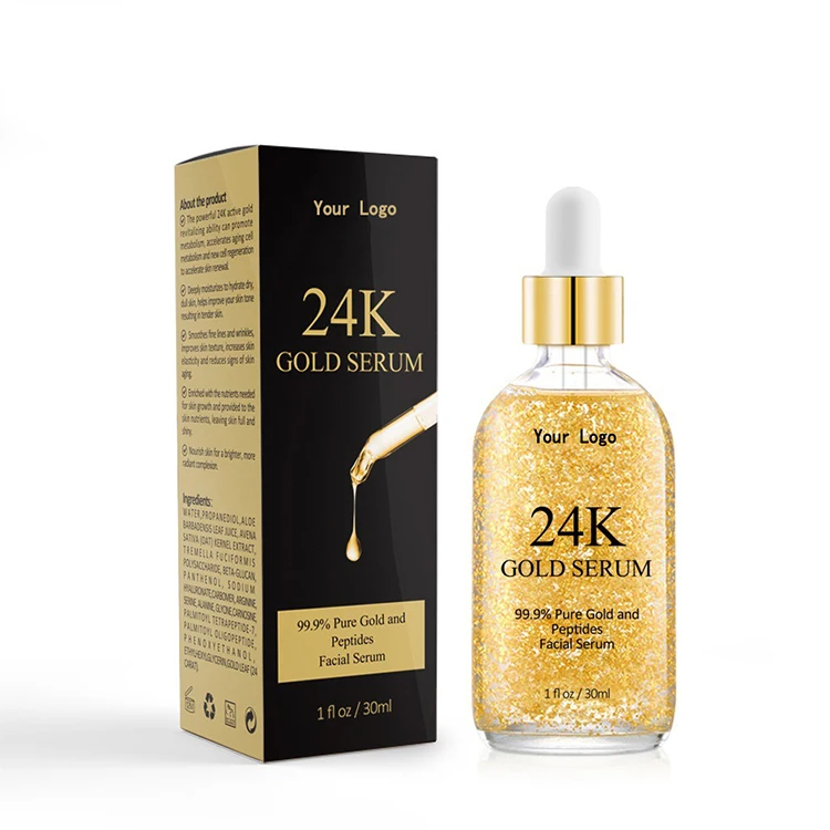 Oem Private Label Organic 24 K Golden Active Serum 24k Gold Facial Skin ...