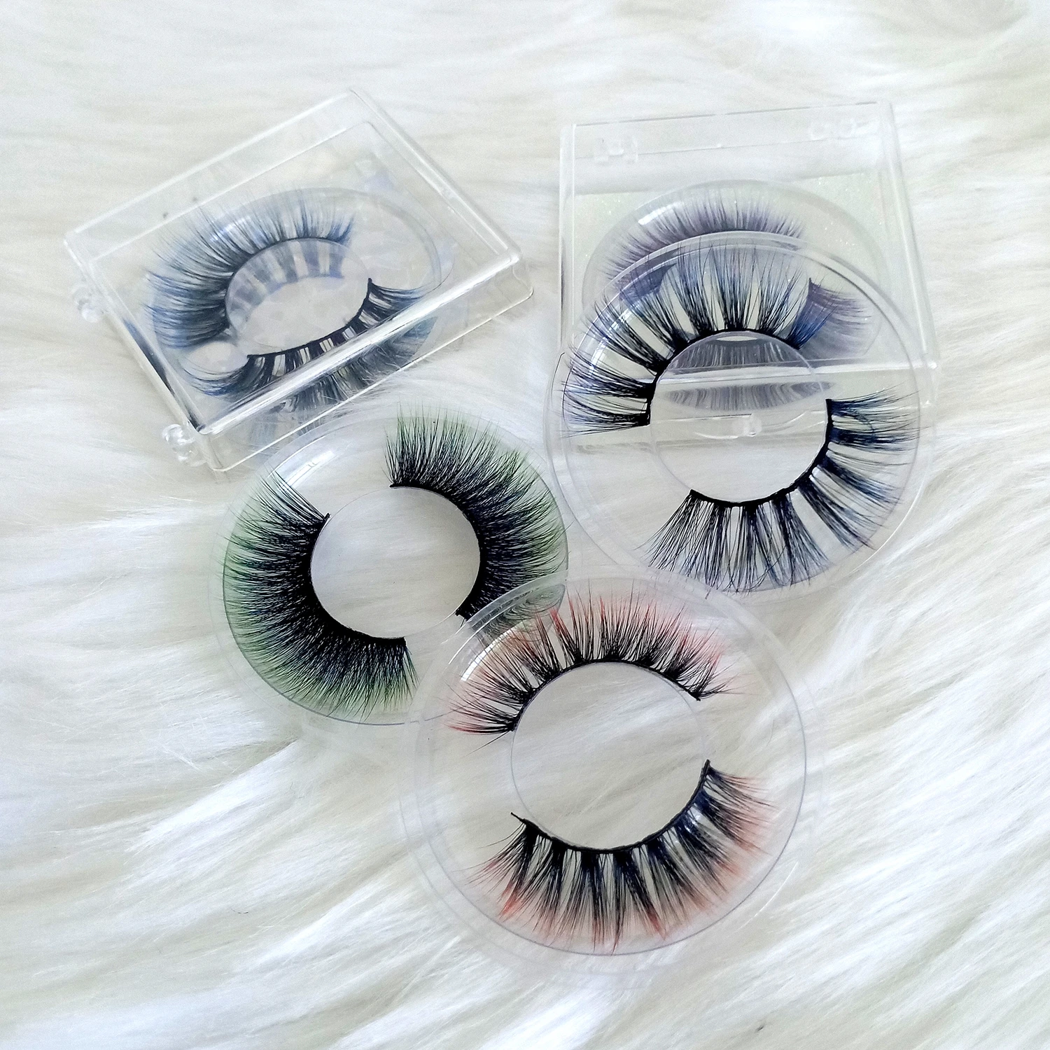 

LASHAP individual 3d faux mink fur wholesale eyelash vendor customized boxes Stage Show Makeup color eyelashes, Colorful