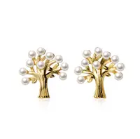 

SE104-201 Halo 925 sterling silver single shell pearl fine tree earrings