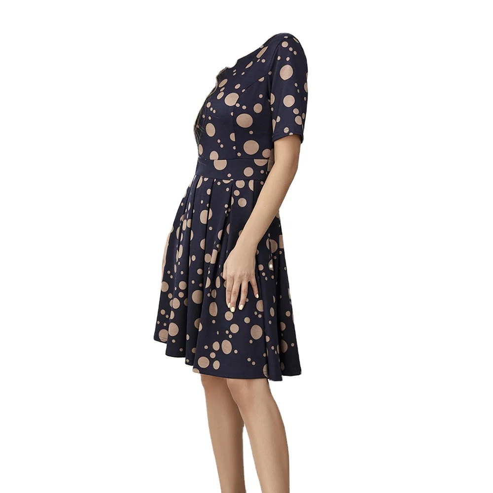 

Summer 2021 women's print polka dot short sleeved Bohemian dress, 1 color