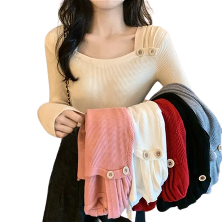 

Plus Size Women Sweater Durable Comfortable Sweater Multi-color Slim Sweater with Buttons, Multi-colors