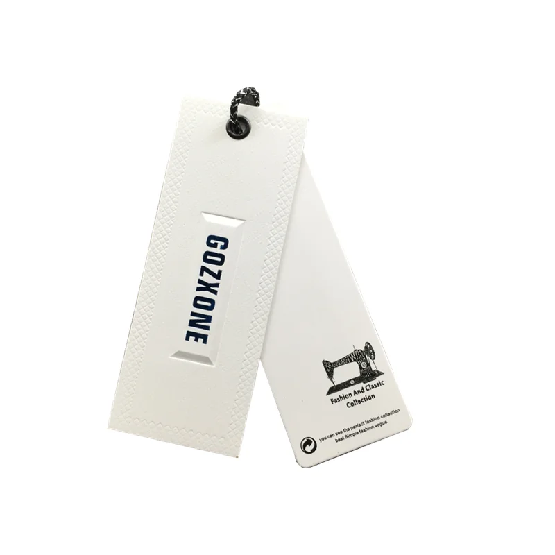 

Garment Paper Printed Gloss Hangtag Embossed Branded Logo Hang Tags for Apparel Shoes Eco-friendly Support Bags CMYK