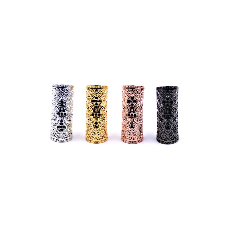 

Gold Plated CZ Tube Connector Large Hole Spacer Beads Micro Pave Cubic Zirconia Tube Spacer Beads for Making Jewelry