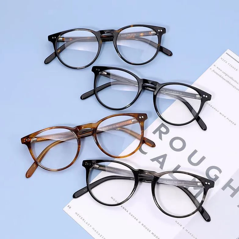 

2021 New Mazzucchelli Handmade Acetate Round Acetato Gafas Frame Anti Blue Light Blocking Filter Optical Glasses Eyeglasses