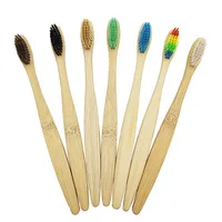 

P373 New Travel Tooth brushes wood soft nylon Bristle bamboo handle rainbow bamboo toothbrushes