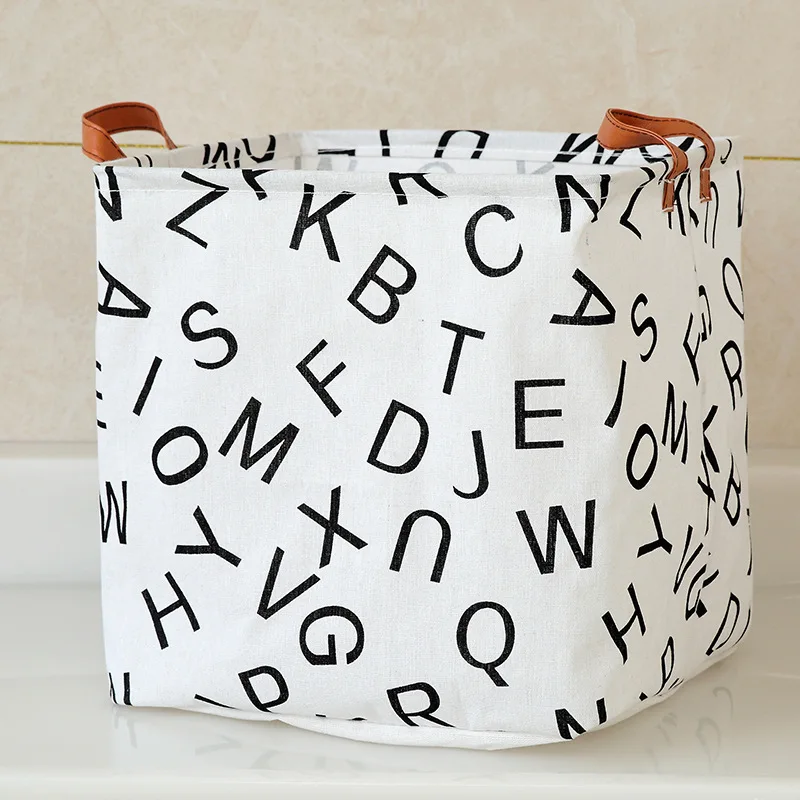 

Cute Kids Toy Organizer Baby Clothing Folding Storage Box Collapsible Linen Fabric Storage Basket