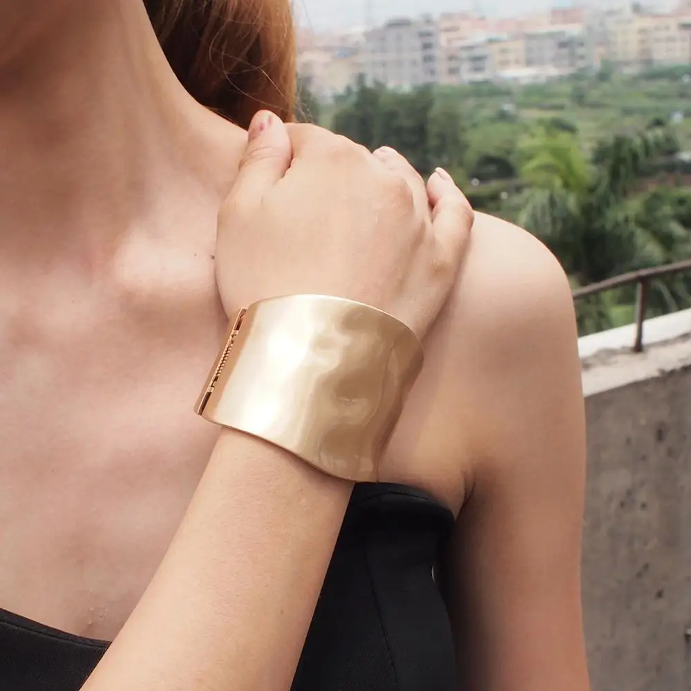 HANSIDON Rough Surface Statement Cuff Bracelet Women Cheap Fashion Jewelry Bracelet Simple Bangle Hot Design