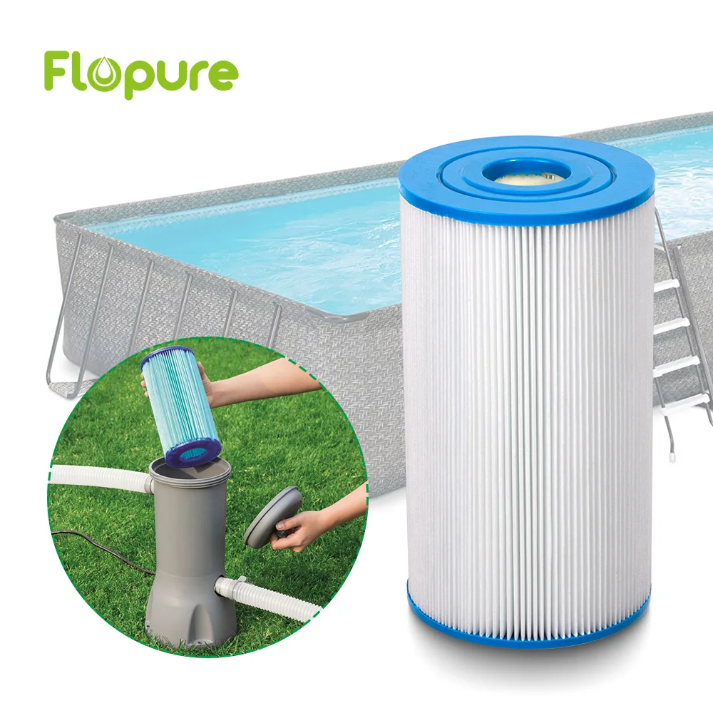 

Pleated Pool and Spa Filter cartridge with NSF Certified material Flopure water filters Replacement, Blue and white