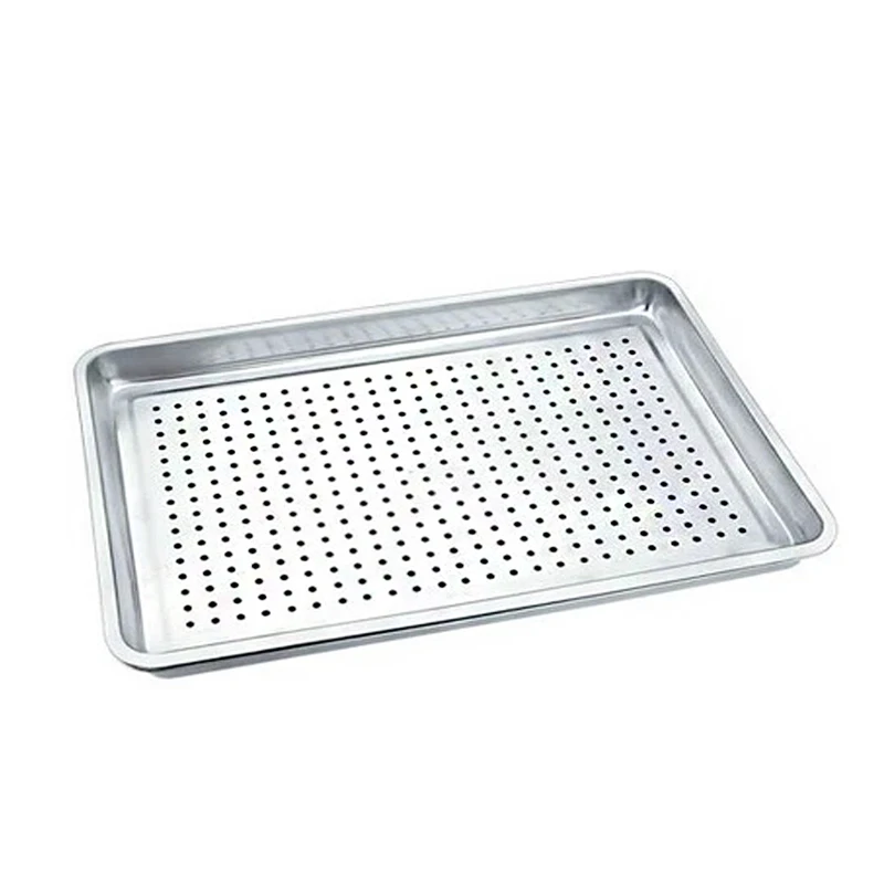 

Bakery rectangular cake pan bakeware oven tray baking Perforated stainless steel pan, Silver