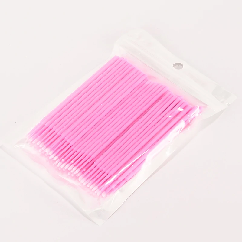 

Wholesale 100 PCS/bag Plastic Disposable Permanent Makeup Eyelash Cleaning Micro Eyelash Cotton Swab, Purple/pink/yellow