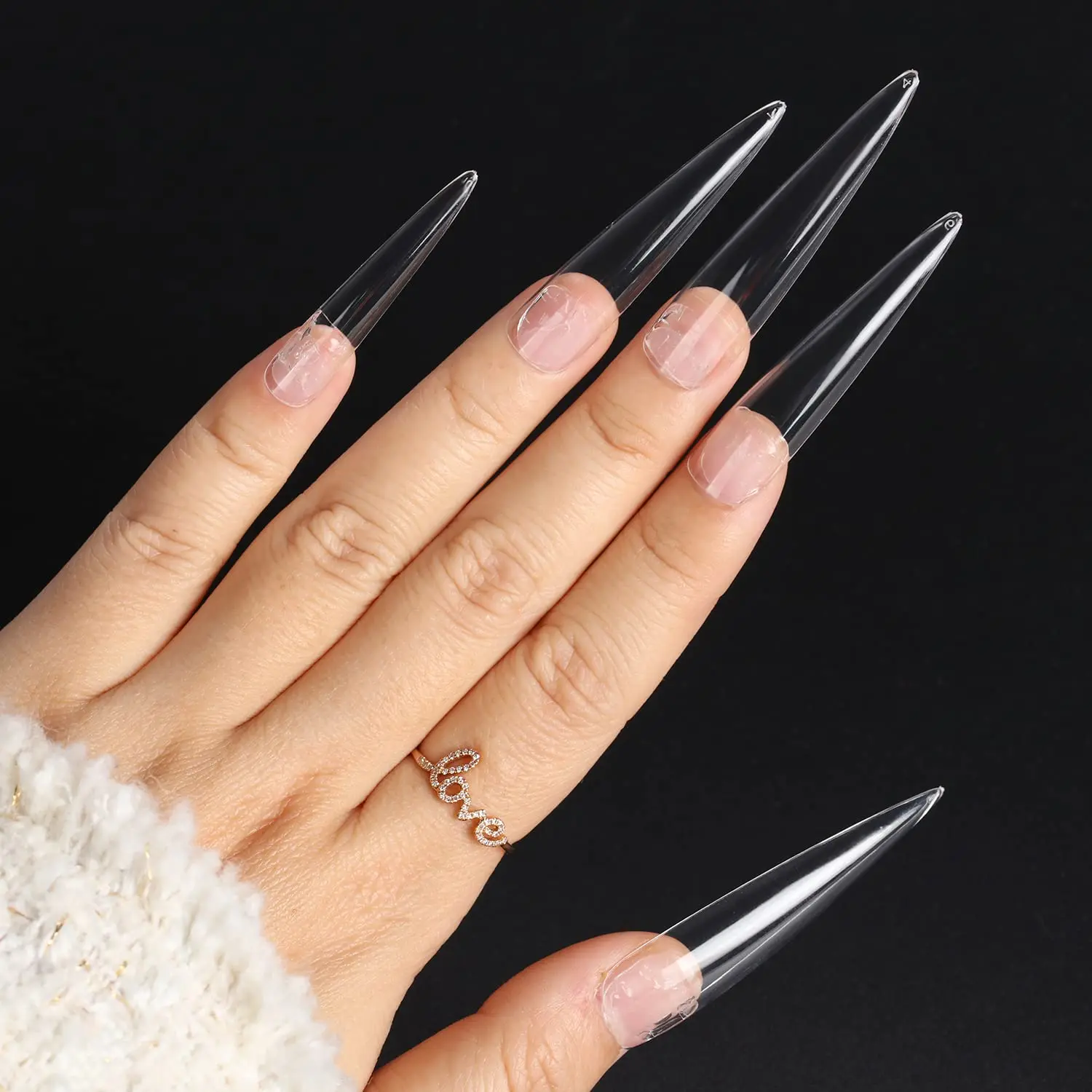 

XXXL Stiletto Nail Tips Clear Full Cover 504Pcs 3XL Extra Long Nail Tips Ideal For Press On Nails DIY Home Manicure Salon