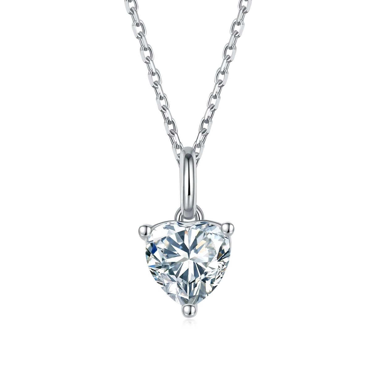 

Silver 925 Original Excellent Cut Diamond Test Past 1 ct Sparkling D Color Heart Moissanite Pendant Necklace Gemstone Chain Gift