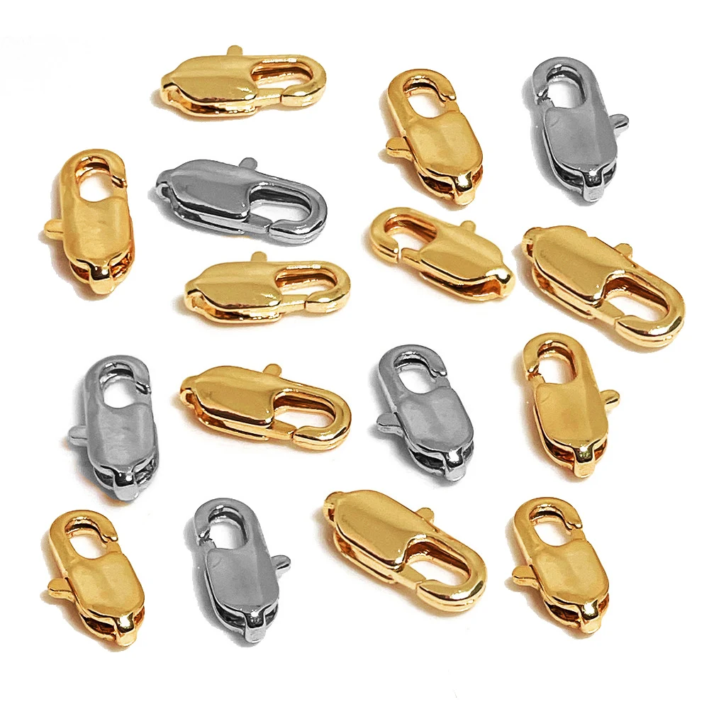 

DIY Jewelry Accessories Strong Flat Lobster Claw Clasps Stainless Steel 18k Gold Silver Lobster Buckle For Necklace Bracelets