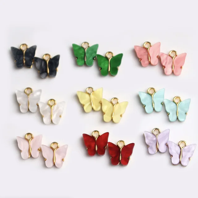 

Trendy Alloy Acrylic Butterfly Charms For Lovely DIY Necklace Bracelet Earring Pendant Jewelry Making, Same with photo,accept customize color