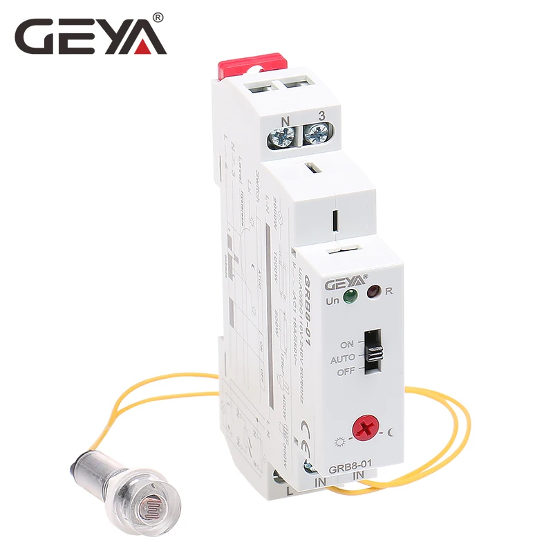 GEYA Twilight Switch AC 110V 240V Street Light Sensor Din Rail Modular Relay 16A 