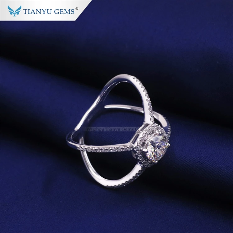 

Tianyu gems statement jewelry rings simple 10k white gold moissanite finger ring for women