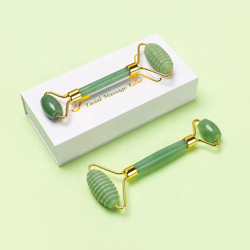 

New Product Factory Skin Lift Face Jade Natural stone Facial Massager Set Custom Logo Blood Circulation Gua Sha Tool Jade Roller, Green/pink/black/purple/white
