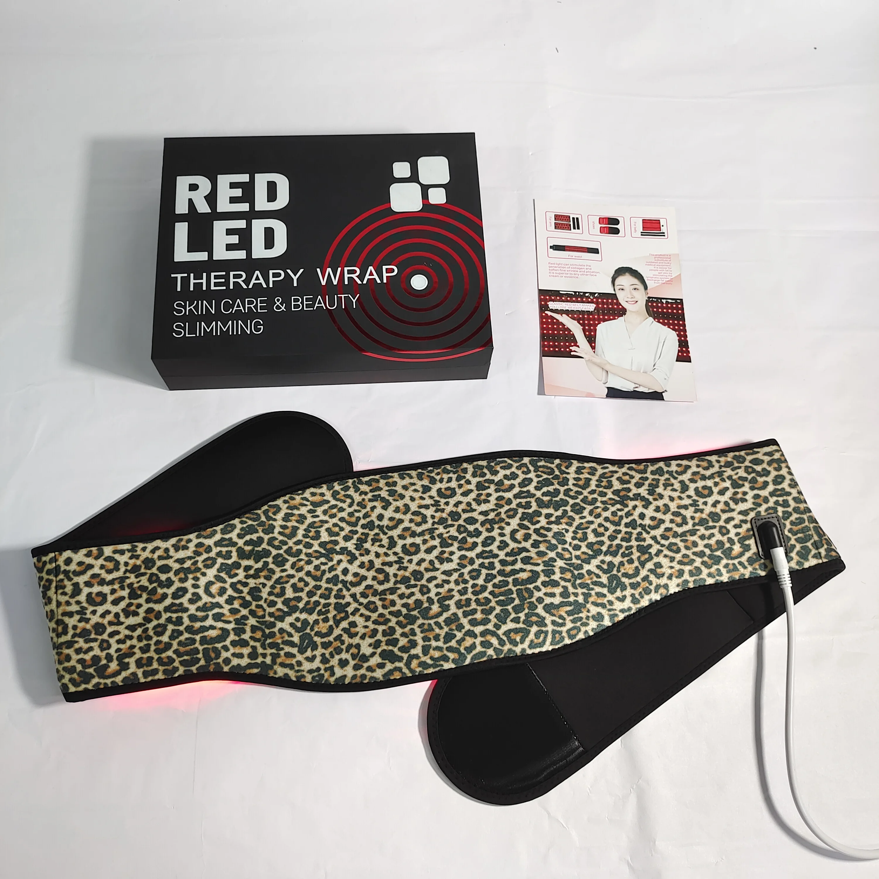 

Luxury leopard skin red light slimming LED physiotherapy belt, Black