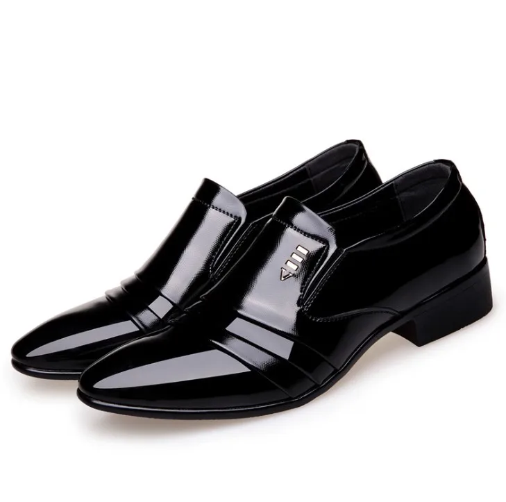 

Spring 2020 Male Artificial PU British Men's Dress Shoes New Big Size Man Shoes, Black,