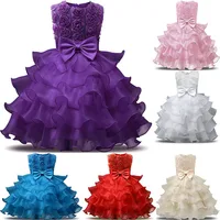 

2019 Nnjxd Ruffle Net Yarn Baby Party Child tulle flower girl dress