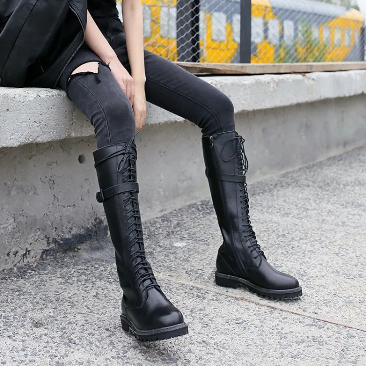 flat shiny boots