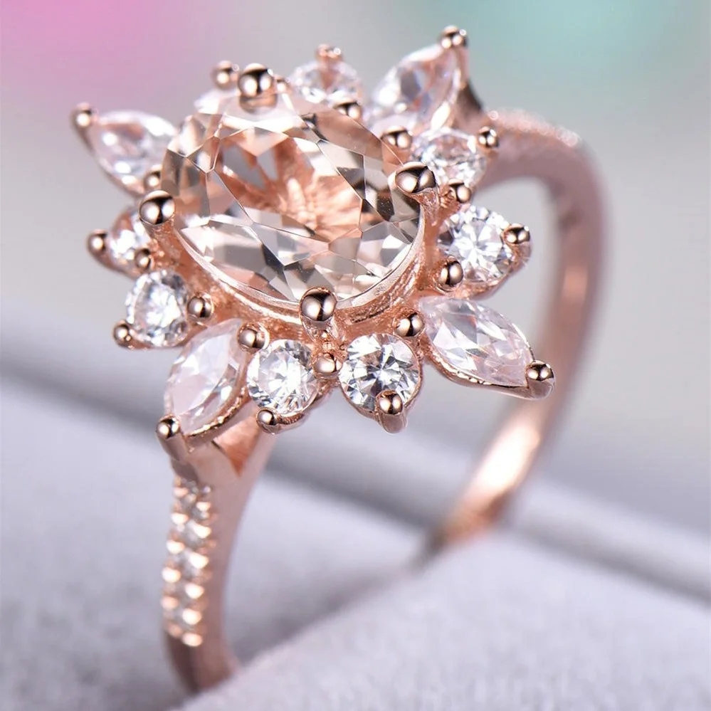 

Rose Gold Engagement Ring for Women Animal Shape Crystal Anillos De 14K Rose Gold Bague Etoile Bizuteria NoEnName