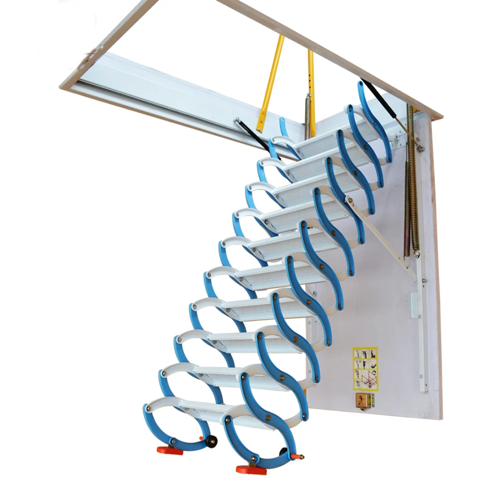 Indoor Custom Steel Hydraul Fold Attic Ladder - Buy Hydraul Fold Attic ...