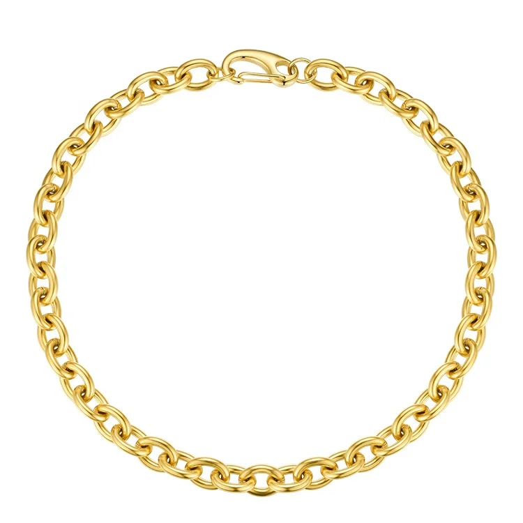 

Latest High Quality 18K Gold Plated Stainless Steel Big Clasp Design O Shape Chain Necklace P203122