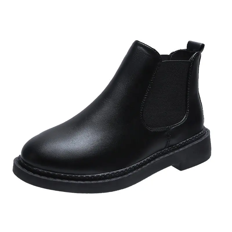 

Fashion Short Black Skid Waterproof Women Rubber Ankle Rain Boots With Buckle