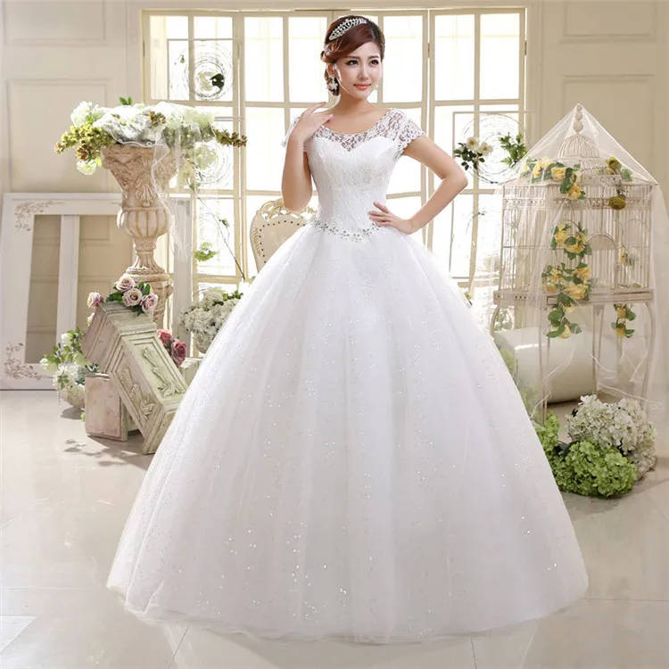 

2021 korean style off shoulder bridal lace wedding dress, Red,beige