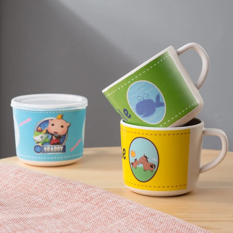 Cartoon colorful eco bamboo children training cup