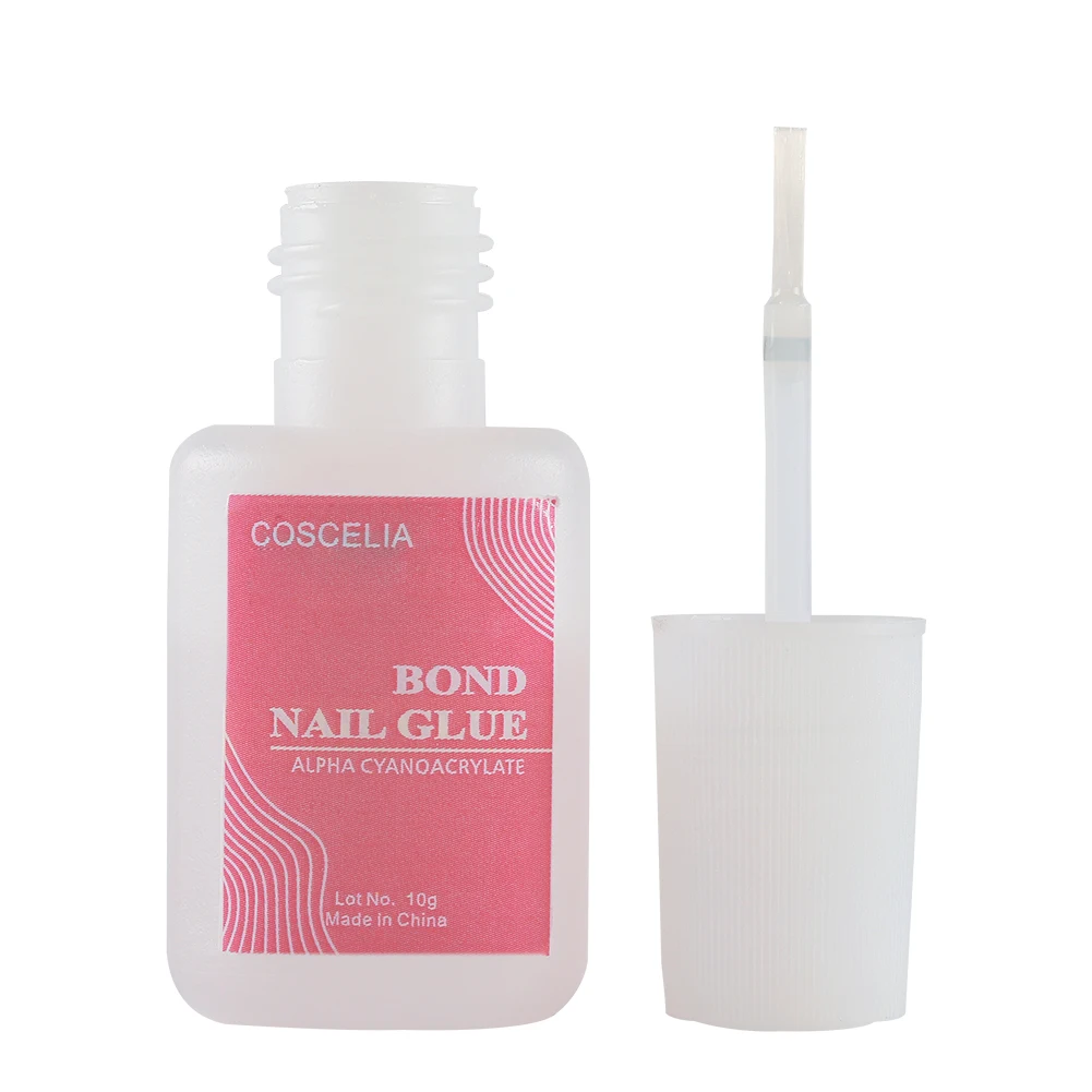 

COSCELIA Wholesale Bottled Nail Glue 10g with Brush Press on Nails Glue Tabs, Clear