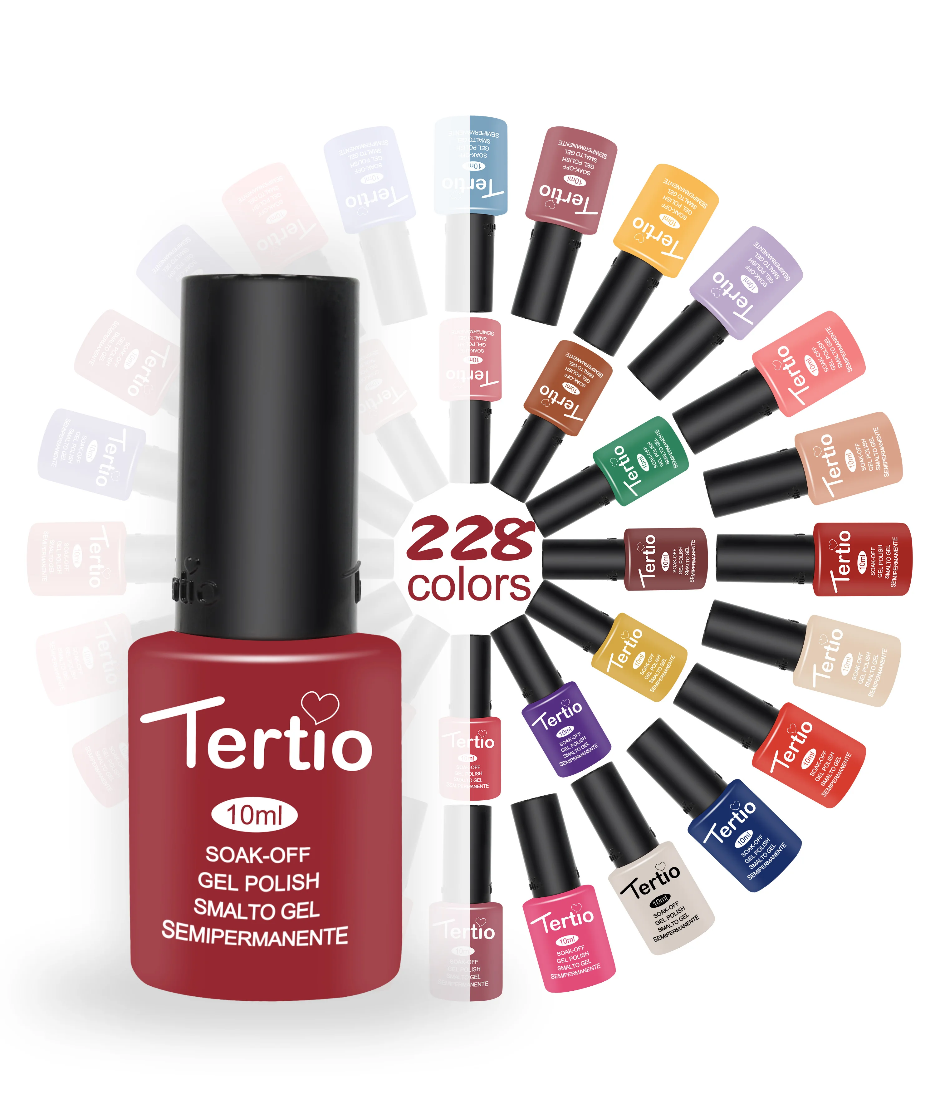 

Wholesale Tertio 228 colors healthy high gloss top coat soak 10ml nail gel polish