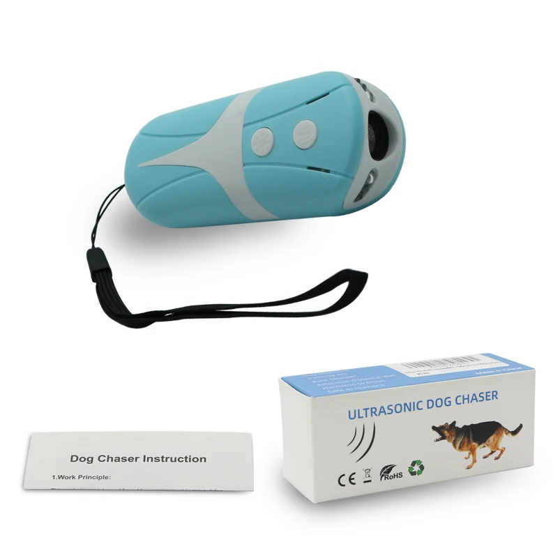

Wholesale Portable Ultrasonic Dog Training Device Anti Barking Dog Chaser Repeller, Blue+white