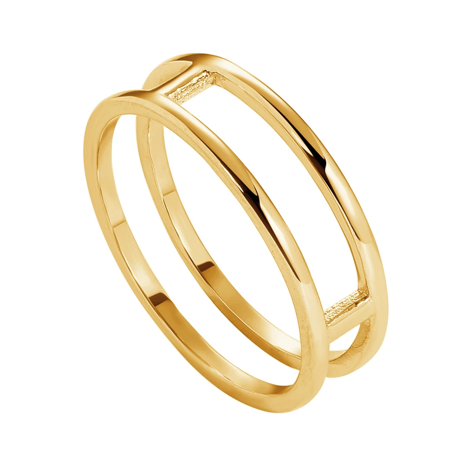 

Fashion Jewelry 925 Sterling Silver 14K Gold Plated Double Line Engagement Ring For Women