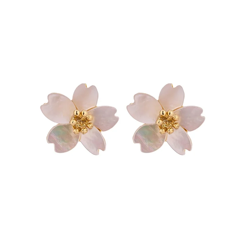 

JINYOU Korean 14K Plated Jewelry Flower Earrings Natural Shell Stud Earrings Jewelry for Women