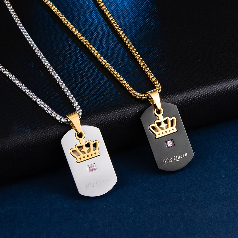 

MJ Jewelry Instagram Hot Seller Stainless Steel His Queen Ladies Crown Necklace, Gold