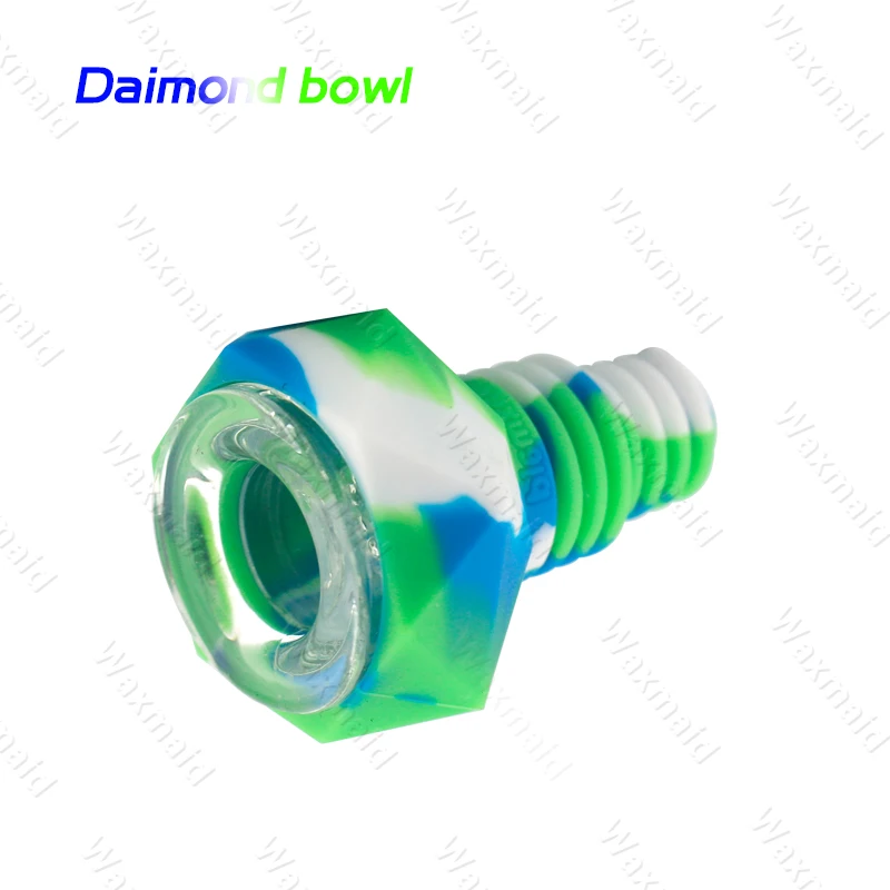 Diamond shaped unbreakable silicone glass bowl for glass silicone smoking water pipe suit for 14-18mm bong joint