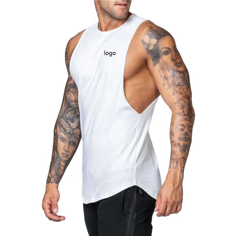 

US Size Muscle Vest Custom Logo 95% Cotton Breathable Plain Fitness Running Basketball Men Workout GYM Tank Tops