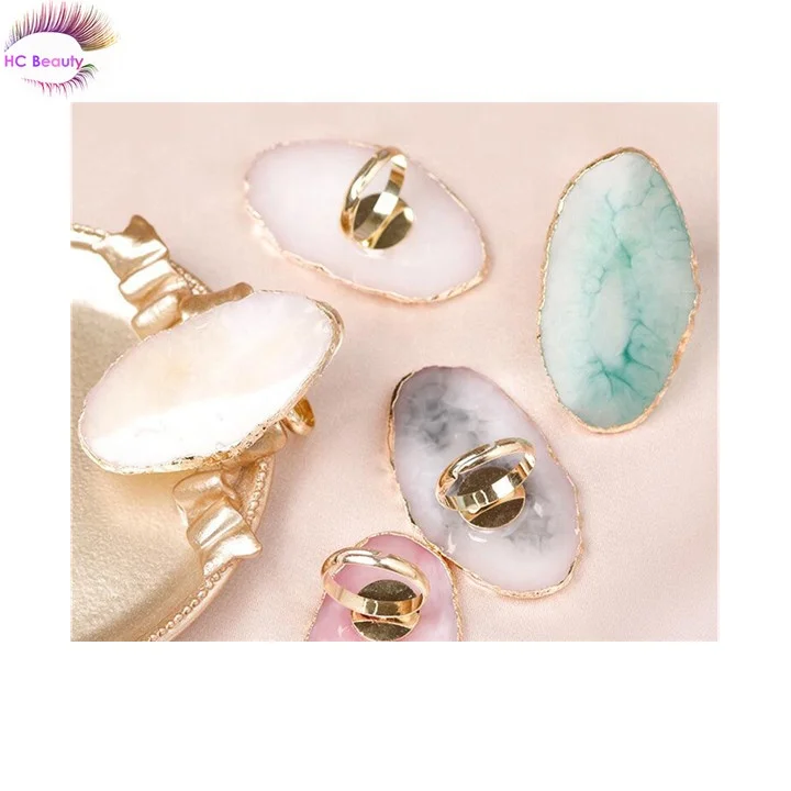 

new hot nail palette marble stone colorful glue adhesive rings for nail eyelash extension, Colors