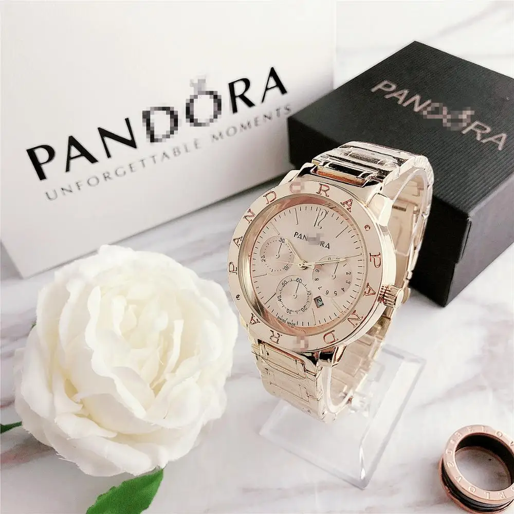 

Casual fashion personality turn circle pin ladies watch Pando series cute female watch shell face wholesale, Gold