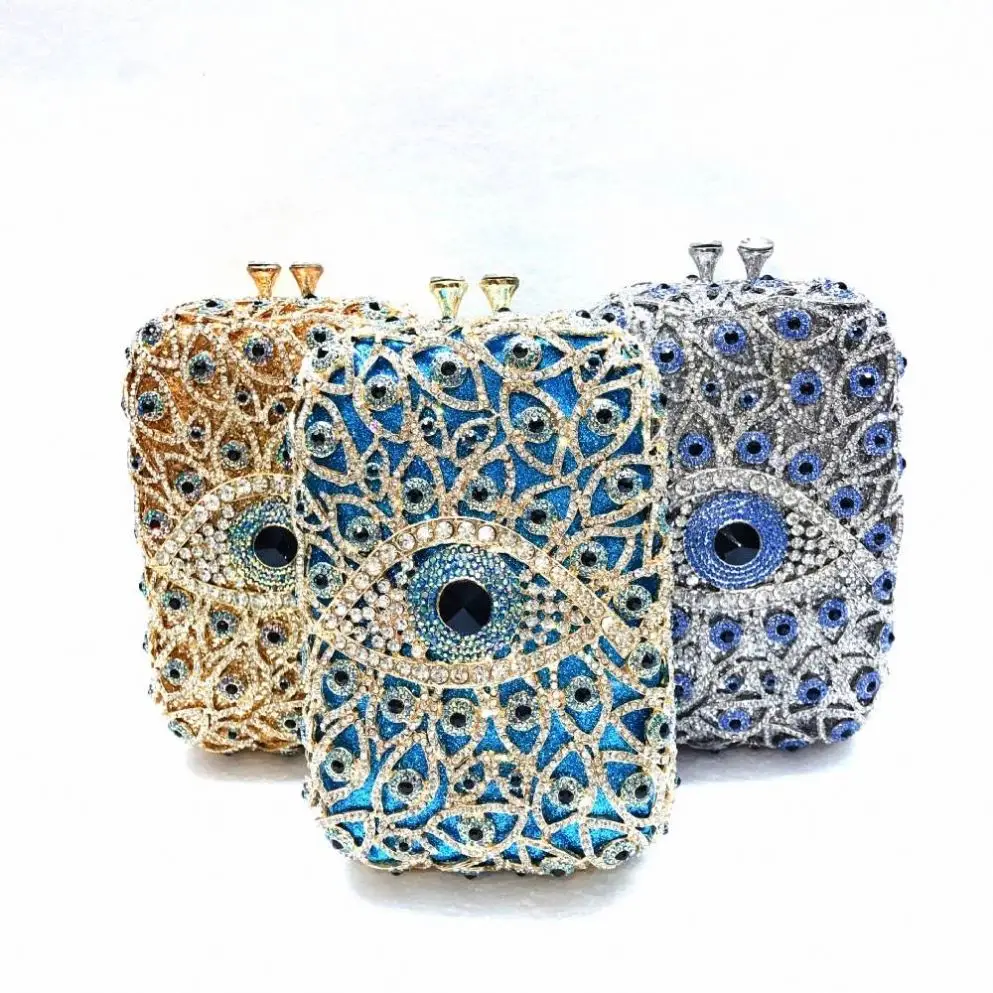 

Lady fashion Wedding Party Handbag Crystal Clutch evil eyes Rhinestone Purse Evening Bags and Clutches for Women