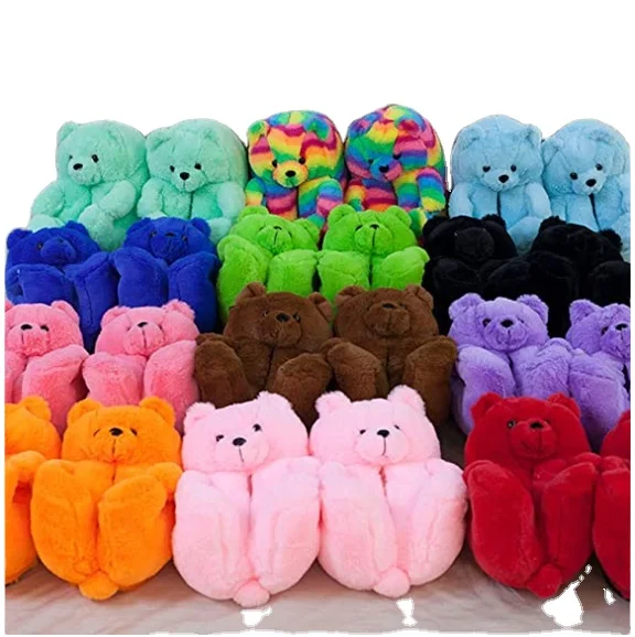 

Hot Pretty Designer Popular Winter Warm Cotton Home Plush All-inclusive teddy bear slippers for women girls thick